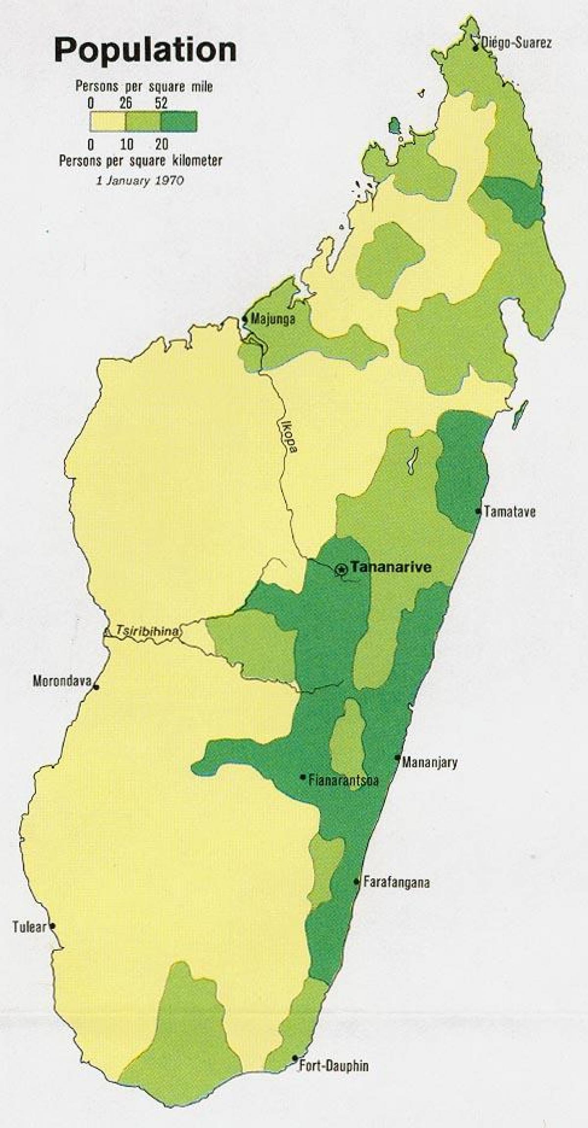 Madagascar densità di popolazione mappa