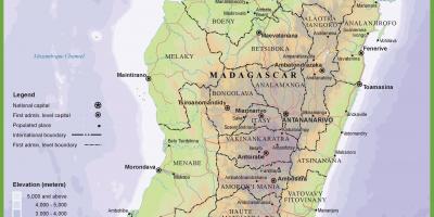 Mappa di mappa fisica del Madagascar