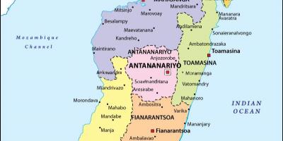 Mappa di mappa politica del Madagascar