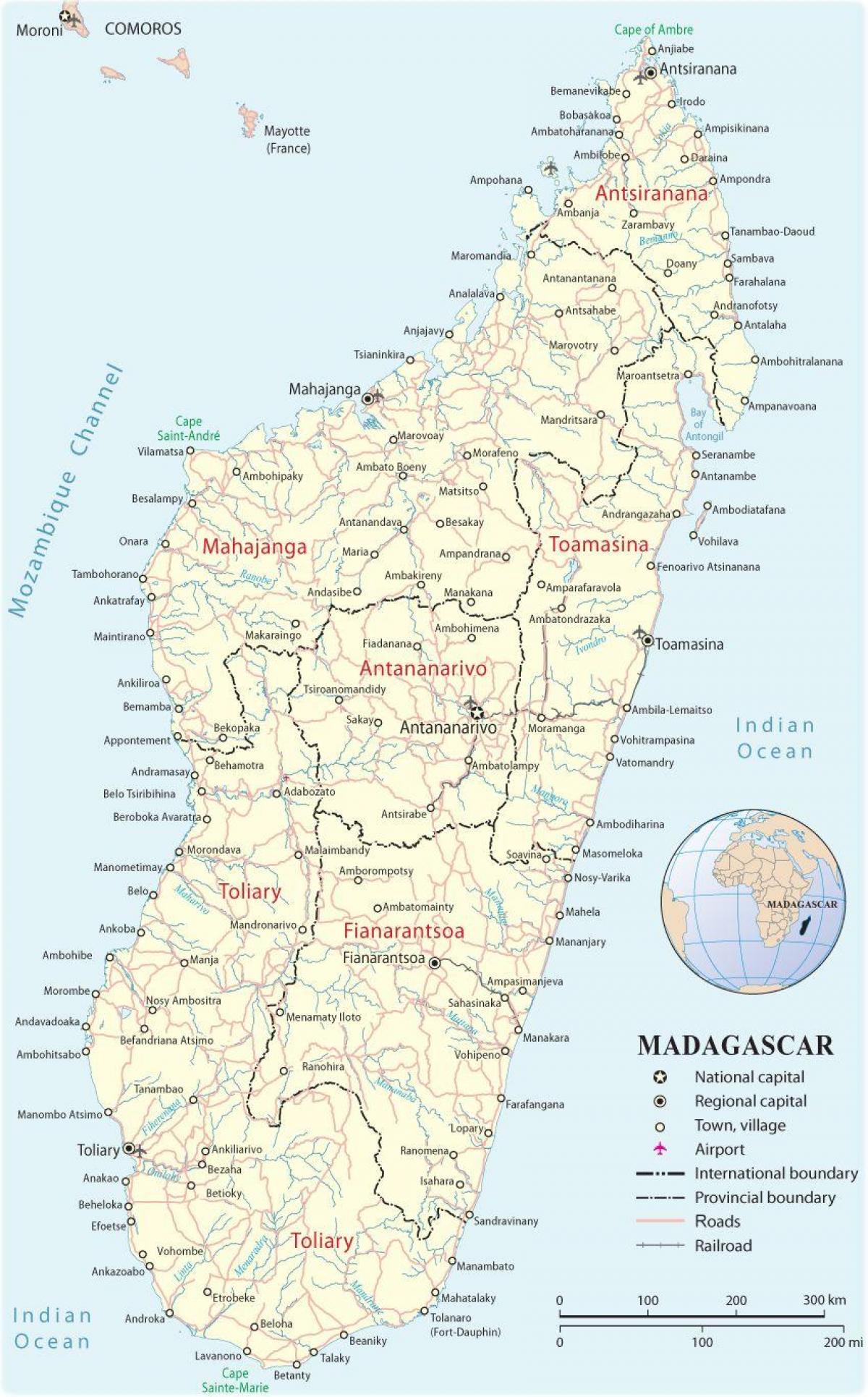 mappa del Madagascar aeroporti