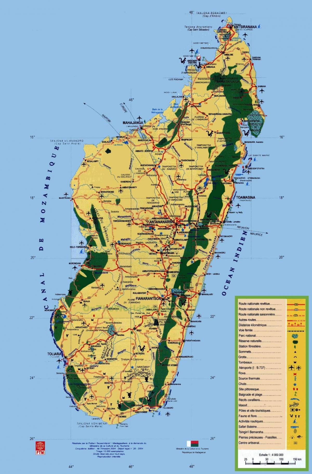 Madagascar attrazioni turistiche mappa