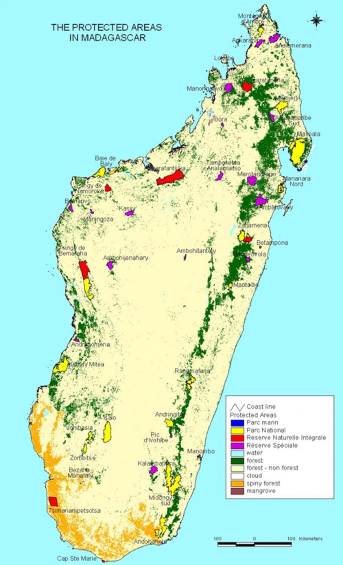 mappa del Madagascar national parks