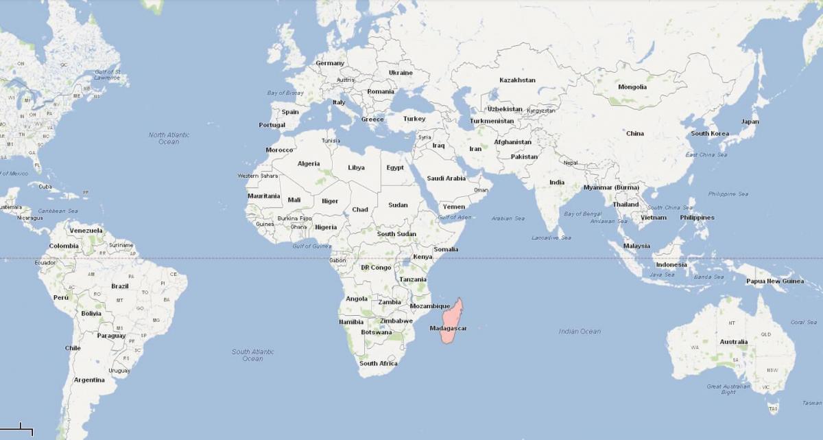 mappa del mondo che mostra Madagascar