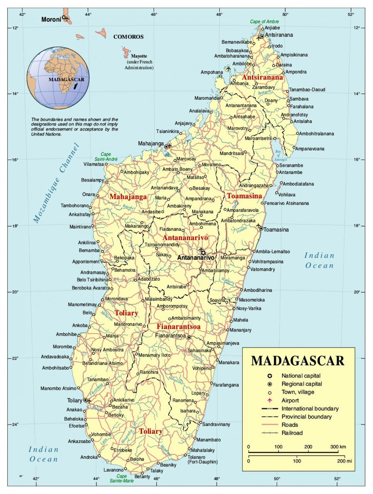 mappa del Madagascar strada