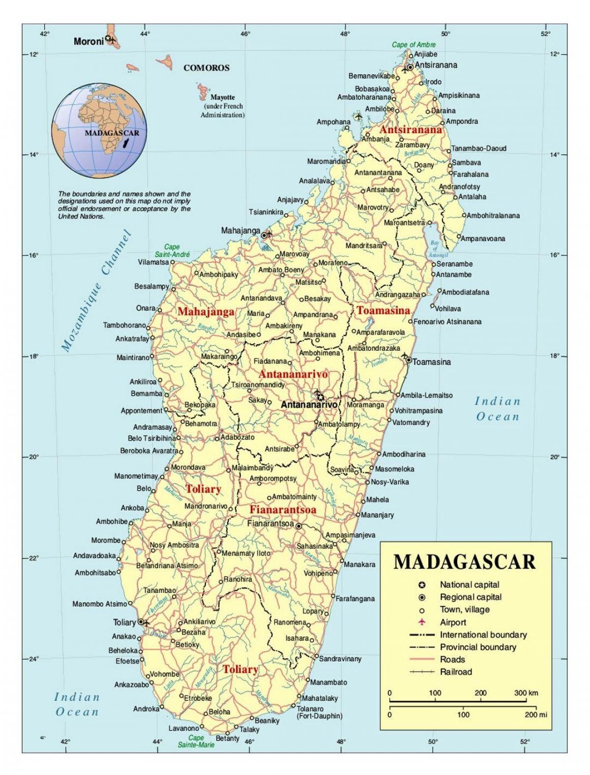 mappa dettagliata del Madagascar