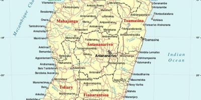 Madagascar mappa con le città