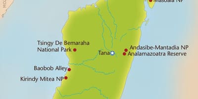 Mappa del Madagascar montagne