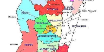Mappa del Madagascar regioni